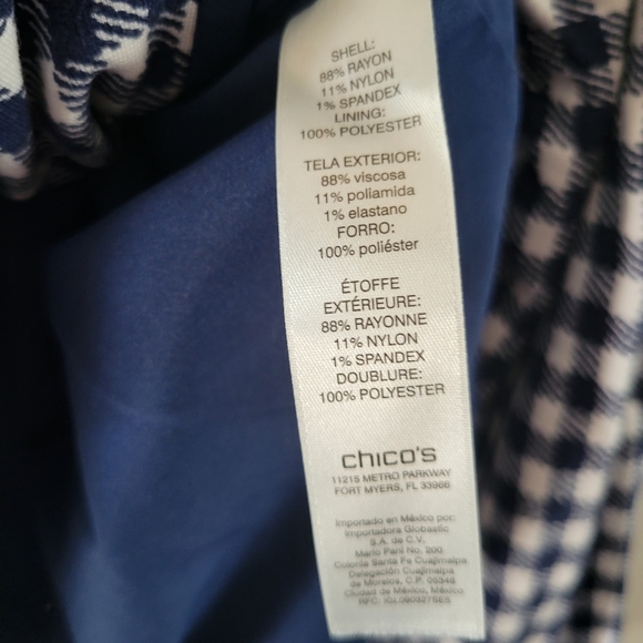 Chico's Blue White Gingham Soft Stretchy Blazer Size 2 (Large) - Picture 4 of 6
